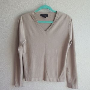 Vintage Express stretch knit sweater, large, taupe